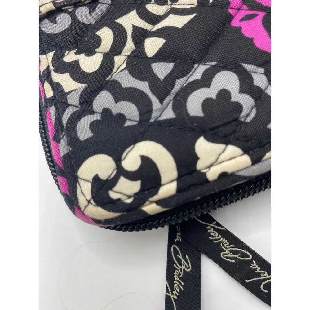 Vera Bradley Wallet Black Pink Grey Floral Zip Around Clutch‎ Purse - Picture 9 of 13